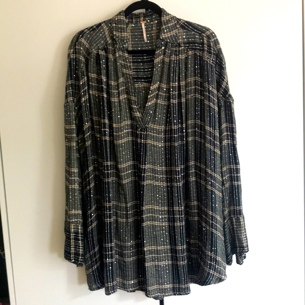Free People swing top with silver sequins